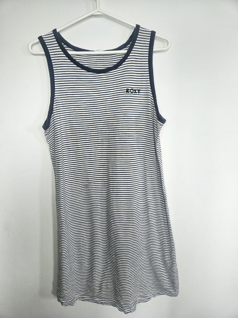 Roxy Women's Blue and White Striped Sleeveless Tank Dress - M-L🔥